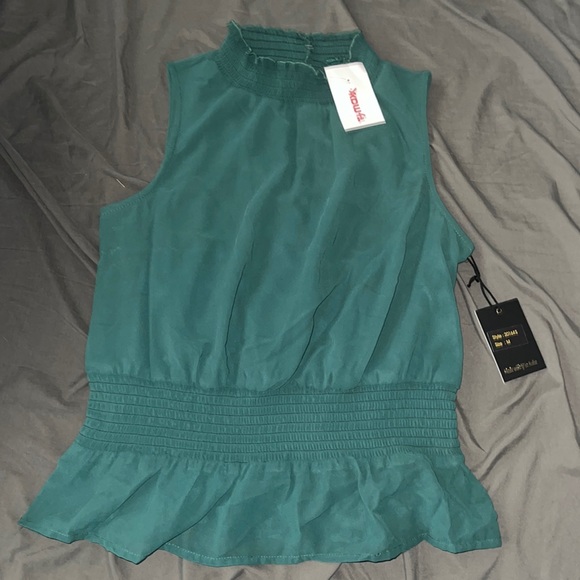 Emerald Green high neck blouse - Picture 1 of 3